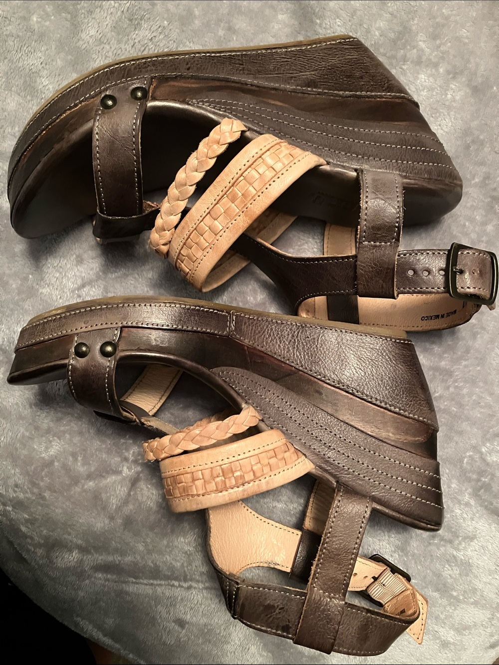 Bed Stu Jaslyn Women's Brown Leather Braided Strap Platform Wedge Sandals Sz 10 - Picture 3 of 8